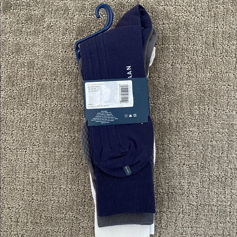 Cole Haan Beige, Gray, and Navy Socks Trio